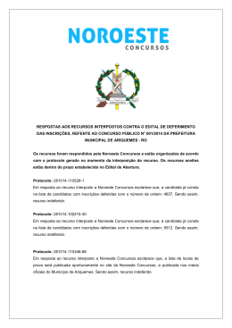 respostas aos recursos interpostos contra o edital de deferimento