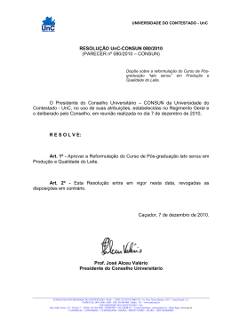 Resolu&ccedil;&atilde;o UnC-CONSUN 080/2010 Reformula&ccedil;&atilde;o do Curso de