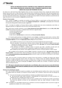 edital do processo seletivo e matr&iacute;cula dos candidatos aprovados