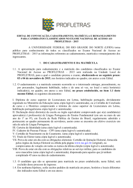 Edital de convoca&ccedil;&atilde;o, cadastramento e matr&iacute;cula