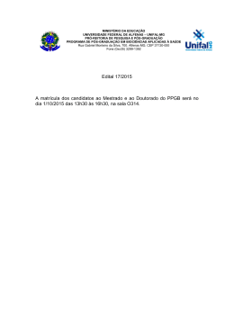 Edital 17/2015 A matrícula dos candidatos ao Mestrado - Unifal-MG
