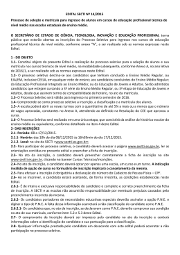 EDITAL SECTI N&ordm; 14/2015 Processo de sele&ccedil;&atilde;o e