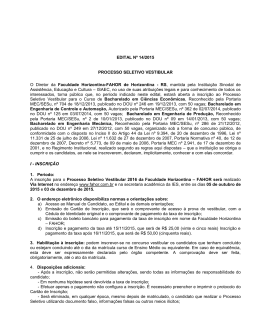 EDITAL N&ordm; 03 - 2005 - Vestibular FAHOR 2016