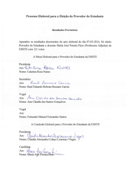 Processo Eleitoral para a Elei&ccedil;&atilde;o do Provedor do Estudante