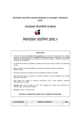 PROCESSO SELETIVO 2006.1 - Faculdade Adventista da Bahia