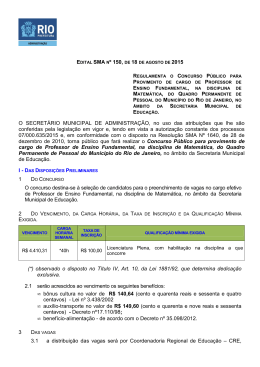 EDITAL SMA Nº 150, DE 18 DE AGOSTO DE 2015 REGULAMENTA