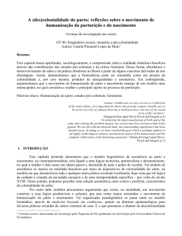 A (des)colonialidade do parto: reflex&otilde;es sobre o movimento de