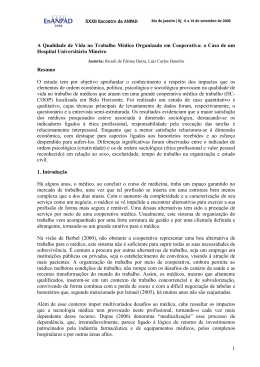 1 A Qualidade de Vida no Trabalho M&eacute;dico Organizado em