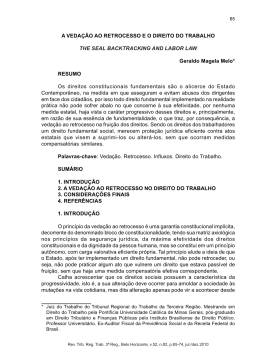 A VEDA&Ccedil;&Atilde;O AO RETROCESSO E O DIREITO