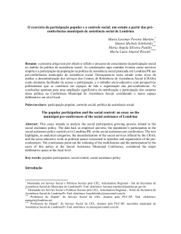 O exercício da participação popular e o controle social: um