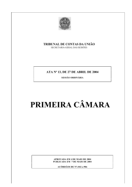PRIMEIRA C&Acirc;MARA - Tribunal de Contas da Uni&atilde;o