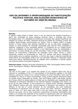 uso da internet e oportunidades de participa&ccedil;&atilde;o pol&iacute;tica