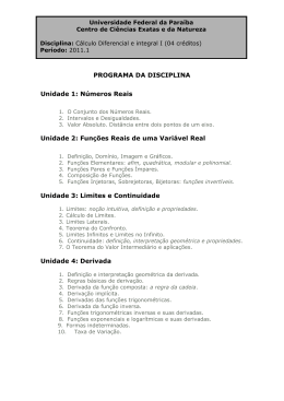 Cálculo Diferencial e Integral I - Universidade Federal da Paraíba