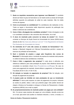 FAQ`S - Faculdade de Farm&aacute;cia