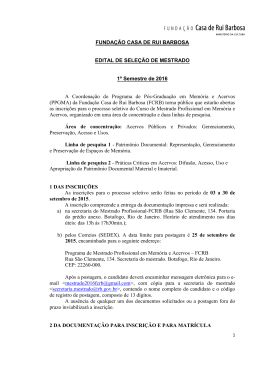Edital de sele&ccedil;&atilde;o de Mestrado - Funda&ccedil;&atilde;o Casa de Rui Barbosa
