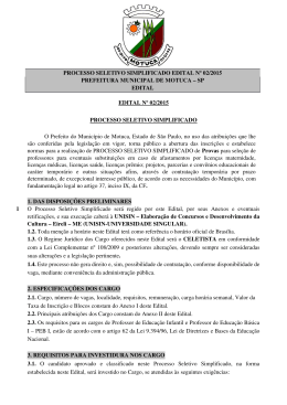 PROCESSO SELETIVO SIMPLIFICADO EDITAL N&ordm; 02