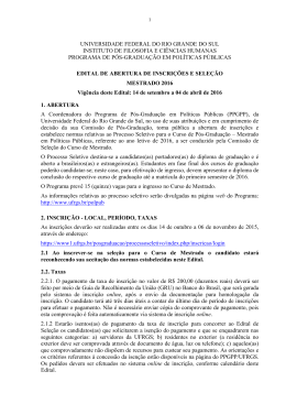 Edital Mestrado em Pol&iacute;ticas P&uacute;blicas