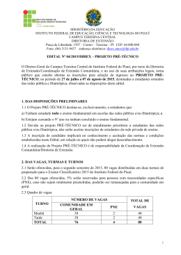 EDITAL N&ordm; 04/2015/DIREX &ndash; PROJETO PR&Eacute;-T&Eacute;CNICO O
