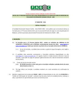 edital do 2&ordm; processo seletivo 2015 para preenchimento de vagas