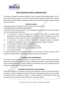 Edital de Matr&iacute;cula - Centro Universit&aacute;rio &Iacute;talo Brasileiro