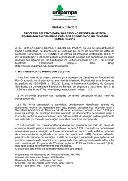 EDITAL N.&ordm; 276/2015 PROCESSO SELETIVO PARA