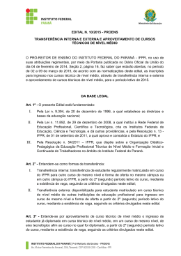 Edital n&ordm; 10/2015 &ndash; PROENS/IFPR