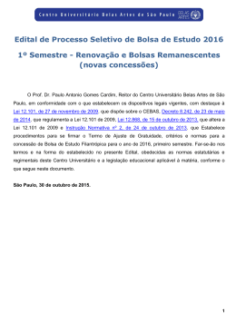 Edital - Centro Universit&aacute;rio Belas Artes de S&atilde;o Paulo