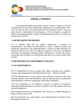 EDITAL n&ordm; 002/2015 - Prefeitura Municipal de F&aacute;tima do Sul