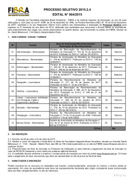 PROCESSO SELETIVO 2015.2.4 EDITAL N&deg; 004/2015