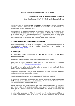 EDITAL DE ABERTURA DO PROCESSO SELETIVO - PUC-SP