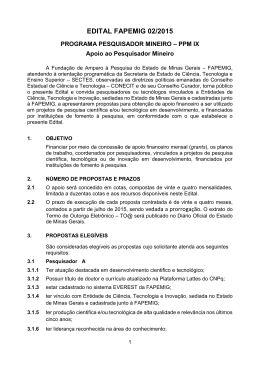 Edital 02/2015 - Programa Pesquisador Mineiro - PPM IX