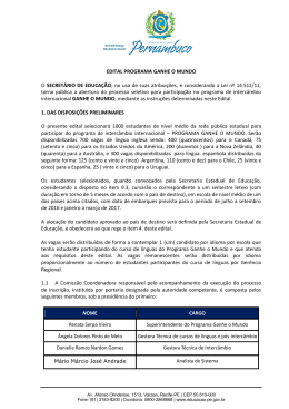 Edital Programa Ganhe o Mundo - Secretaria de Educa&ccedil;&atilde;o de