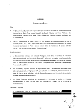 Acordo referente aos pagamentos ao Concedente