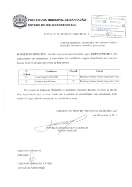 Edital 29 - Convoca Professor Educacao Fisica