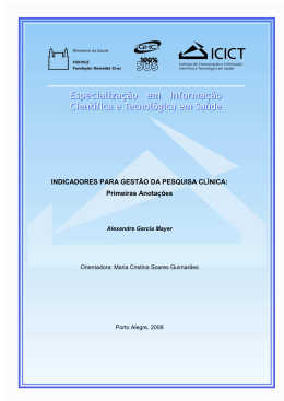 INDICADORES PARA GEST&Atilde;O DA PESQUISA - Arca