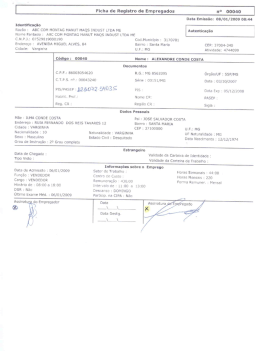 Ficha de Registro de Empregados n&deg; 00040