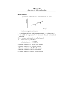 BIOLOGIA - Questões de Múltipla Escolha -