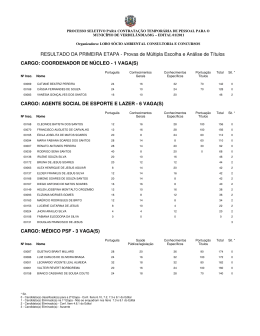 RESULTADO DA PRIMEIRA ETAPA - Provas de M&uacute;ltipla Escolha e