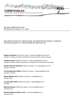 dez anos da pol&iacute;tica habitacional do munic&iacute;pio de osasco: avan&ccedil;os
