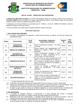 PREFEITURA DO MUNIC&Iacute;PIO DE OSASCO SECRETARIA