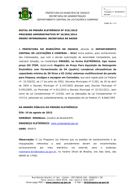 PREFEITURA DO MUNIC&Iacute;PIO DE OSASCO SECRETARIA