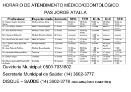 HORÁRIO DE ATENDIMENTO MÉDICO