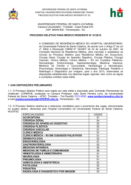 Processo Seletivo para M&eacute;dico Residente HU/UFSC 2015