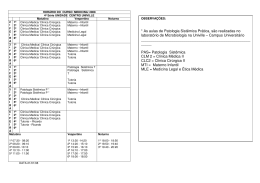 * As aulas de Patologia Sist&ecirc;mica Pr&aacute;tica, s&atilde;o realizadas no