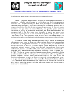 Sinopse sobre a inova&ccedil;&atilde;o nos pa&iacute;ses: Brasil (Arquivo em PDF)