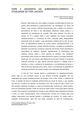 a problemtica da fome nos pases subdesenvolvidos