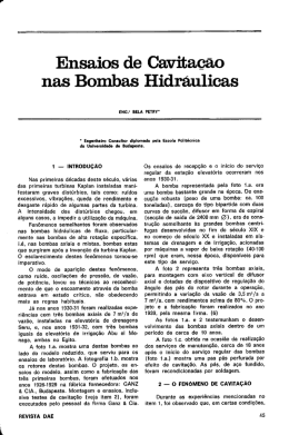 Ensaios de Cavita&ccedil;ao nas Bombas Hidr&aacute;ulicas