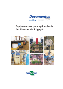Equipamentos para aplica&ccedil;&atilde;o de fertilizantes via irriga&ccedil;&atilde;o