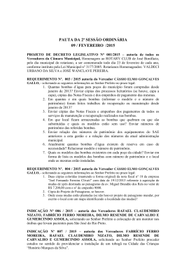 Pauta da Sessão Ordinária - Câmara Municipal de José Bonifácio