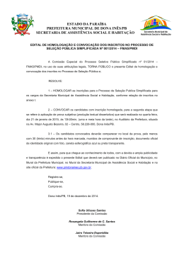 Edital de homologa&ccedil;&atilde;o